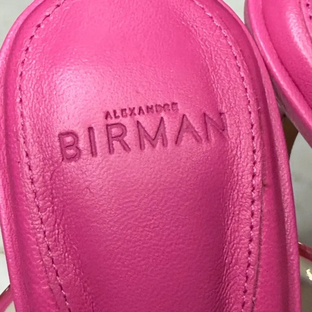 Alexandre Birman Joanna Sandal‎ Womens 5 Pink Leather PVC Mules Barbiecore Chic